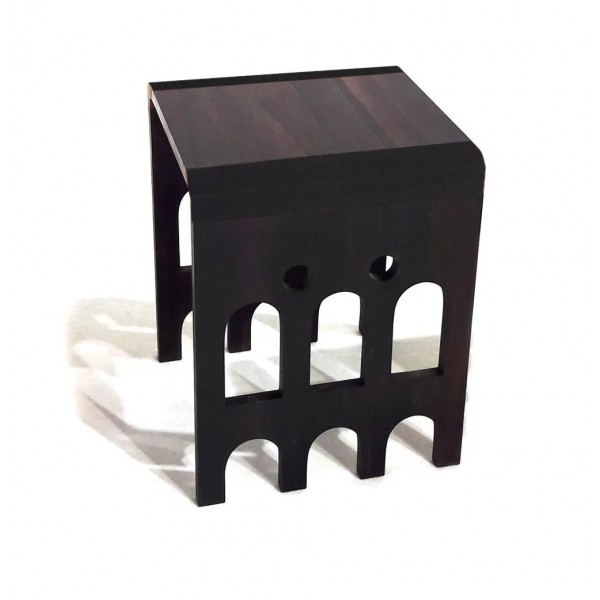 Banco Lapa Ebanizado - Madeira Maciça Tauari - 35x35x45 - 5.5kg - Design Autoral Brasileiro