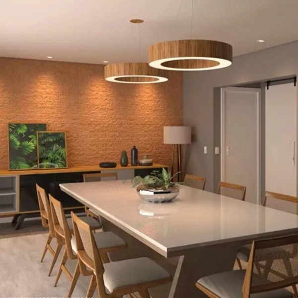 Lustre Pendente de Madeira modelo Anel Fechado 40, 50, 60, 70 ou 80cm