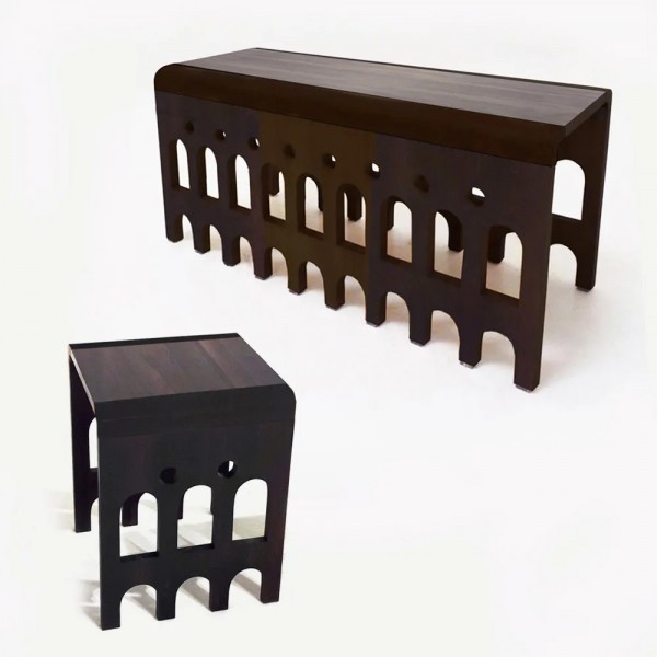 Namoradeira Lapa Ebanizado - Madeira maciça - 105cm x 35 cm x 45cm de altura