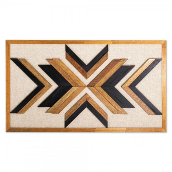 Quadro mosaico marchetado 01 com fundo em linho claro