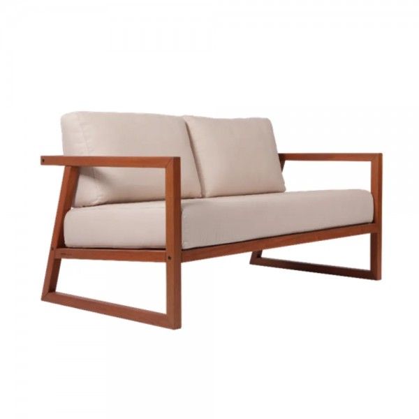 Sofa Lanati 2 lugares com encosto de corda madeira maciça Jatobá