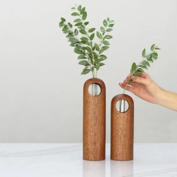 Vaso Oca 20 cm  - Vaso de planta em madeira maciça