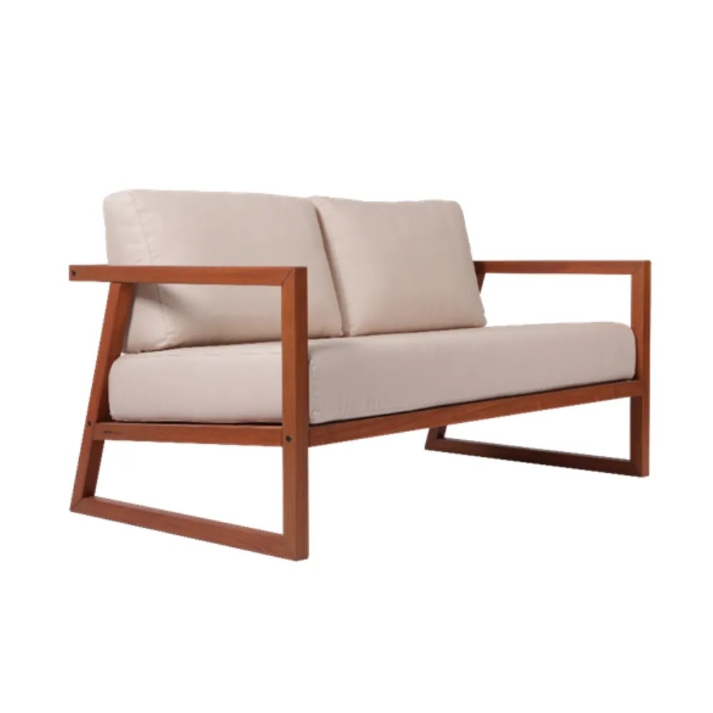 Sofa Lanati 2 lugares com encosto de corda madeira maciça Jatobá