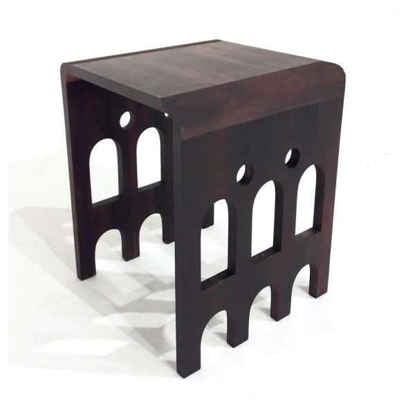 Banco Lapa Ebanizado - Madeira Maciça Tauari - 35x35x45 - 5.5kg - Design Autoral Brasileiro