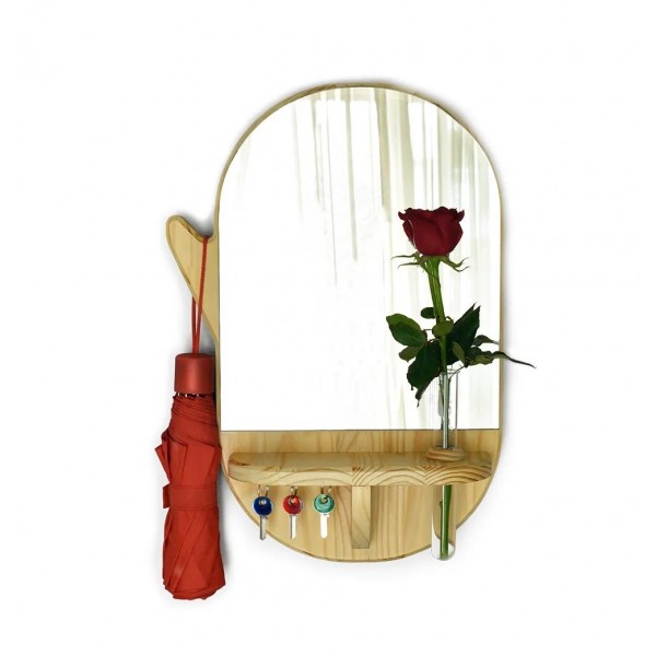 Espelho ABC Pequeno - Pinus - 35x50x13 - Design Autoral Brasileiro