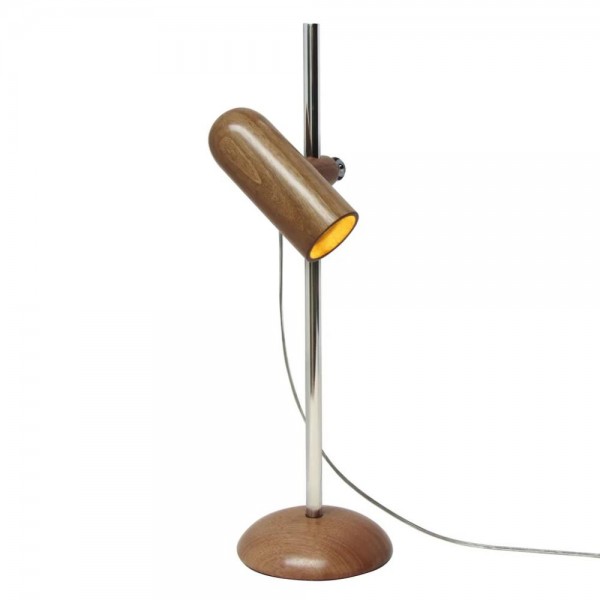 Luminária de Mesa Solon - Madeira Maciça Jequitibá - Bivolt - 16x51x16 - Design Autoral Brasileiro