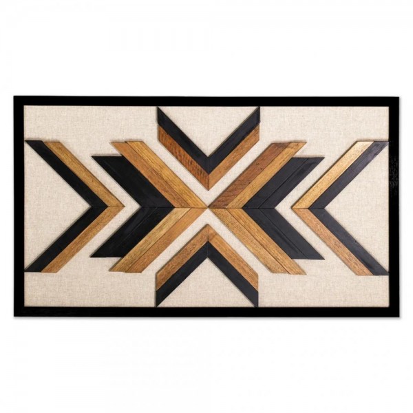 Quadro mosaico marchetado 01 com fundo em linho claro