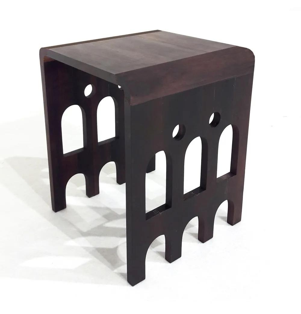 Banco Lapa Ebanizado - Madeira Maciça Tauari - 35x35x45 - 5.5kg - Design Autoral Brasileiro