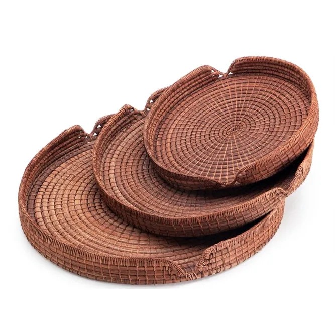 Jogo de Bandeja decorativa  Vitória Régia em Piaçaba marrom